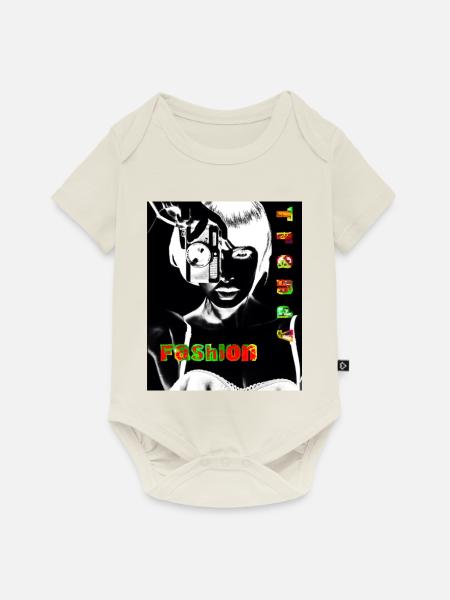 Stilvoller Modetrend mit futuristischem Look - Baby Premium Kurzarmbody - Naturweiß