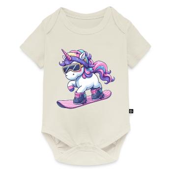 Unicorn Snowboard Winter Magic - Baby Premium short-sleeve bodysuit - off white - Front