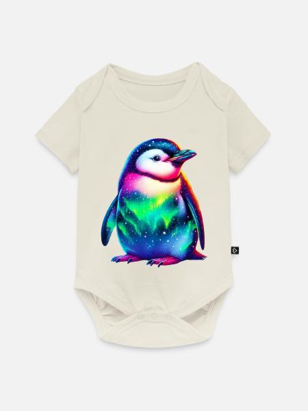 Aurora Borealis Pinguin - Baby Premium Kurzarmbody - Naturweiß