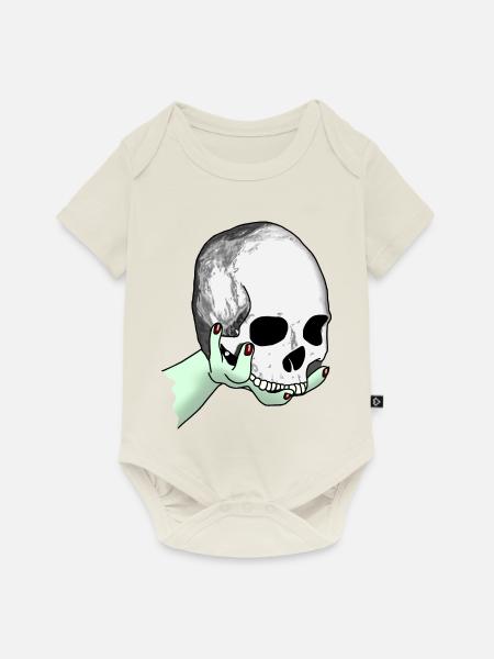 Totenkopf wird dargeboten - Baby Premium Kurzarmbody - Naturweiß