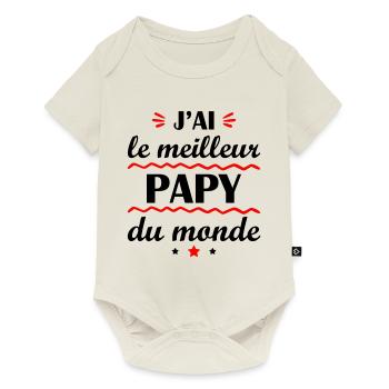 J'ai le meilleur papy du monde, cadeau naissance - Body à manches courtes Premium Bébé - blanc cassé - Devant