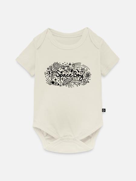 Space Boy - Baby Premium Kurzarmbody - Naturweiß