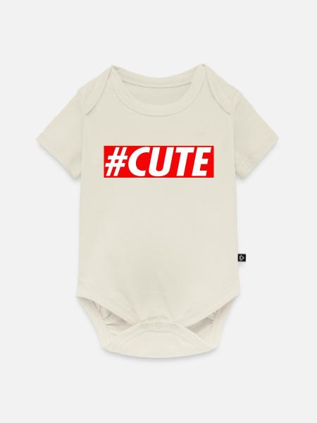#CUTE - Baby Premium Kurzarmbody - Naturweiß