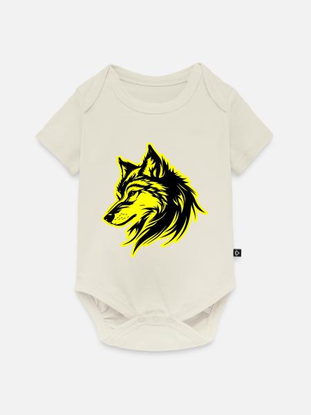 Wolf Silhouette - Baby Premium Kurzarmbody - Naturweiß