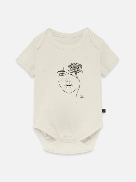 Blühendes Gesicht - Baby Premium Kurzarmbody - Naturweiß