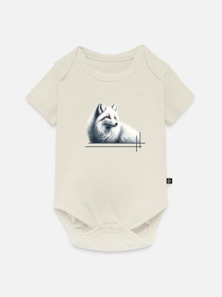 Fuchs im Winter Eleganz - Baby Premium Kurzarmbody - Naturweiß