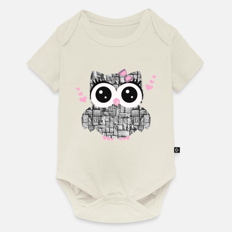 Eule_Stein - Baby Premium Kurzarmbody - Naturweiß