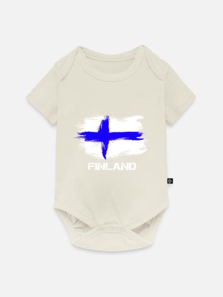 Finland Suomi Flagge - Baby Premium Kurzarmbody - Naturweiß