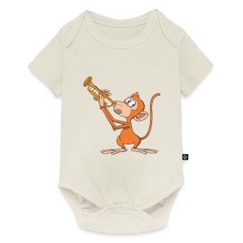 Le singe joue de la trompette - Body à manches courtes Premium Bébé - blanc cassé - Devant