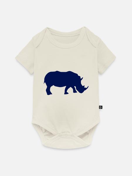 Nashorn Silhouette - Baby Premium Kurzarmbody - Naturweiß