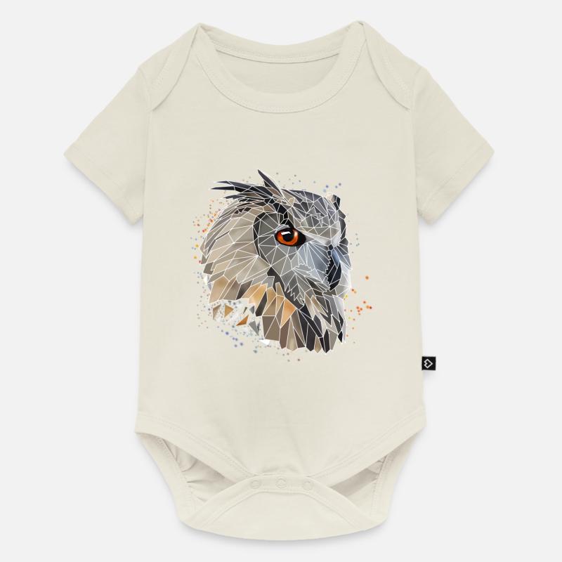 Chouette low poly cool | Géométrique | Triangles - Body à manches courtes Premium Bébé - blanc cassé
