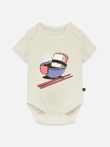 Sushi Suppe Illustration Geschenk - Baby Premium Kurzarmbody - Naturweiß