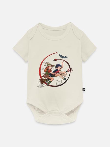 Hexi und Satani - Baby Premium Kurzarmbody - Naturweiß