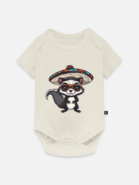 Stinktier Lustig Sombrero - Baby Premium Kurzarmbody - Naturweiß
