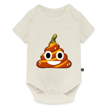 Poo pumpkin halloween poop - Baby Premium short-sleeve bodysuit - off white - Front