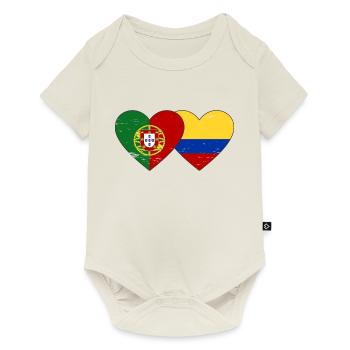 Portugal Colombie Drapeau Coeur Utilisé - Body à manches courtes Premium Bébé - blanc cassé - Devant