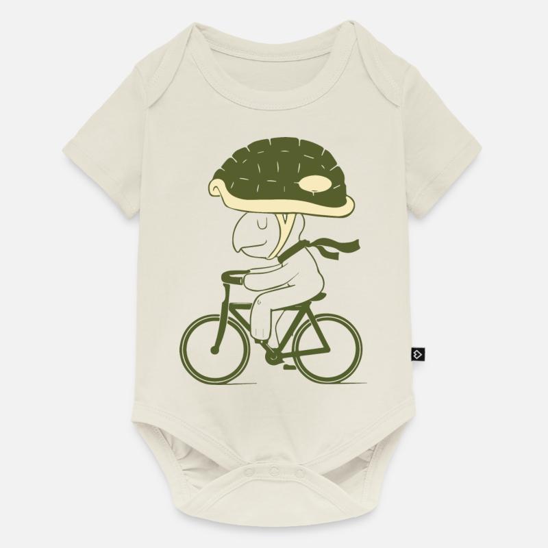 visite en bicyclette - Body à manches courtes Premium Bébé - blanc cassé