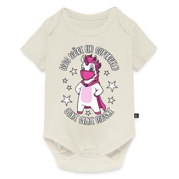 Einhorn Was wäre ein Superheld ohne seine Maske - Baby Premium Kurzarmbody - Naturweiß - Vorne