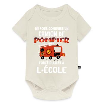 Conduire un camion de pompier Cadeau Garçon - Body à manches courtes Premium Bébé - blanc cassé - Devant