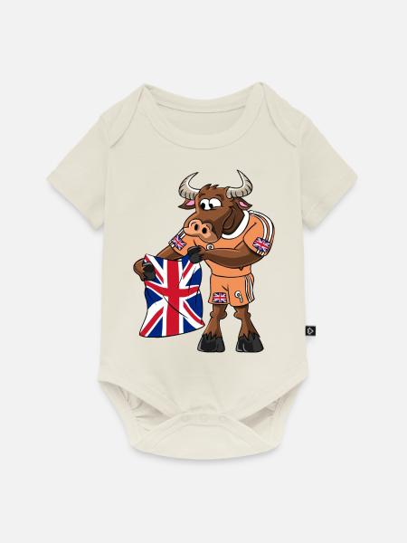 England Fan Stier - Baby Premium Kurzarmbody - Naturweiß