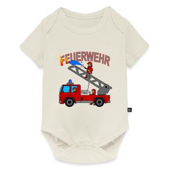 Feuerwehrauto für den Feuerwehrmann mit Feuerwehr - Baby Premium Kurzarmbody - Naturweiß - Vorne