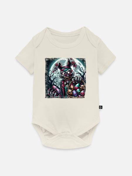 Ostern Zombie Hase Horror - Baby Premium Kurzarmbody - Naturweiß
