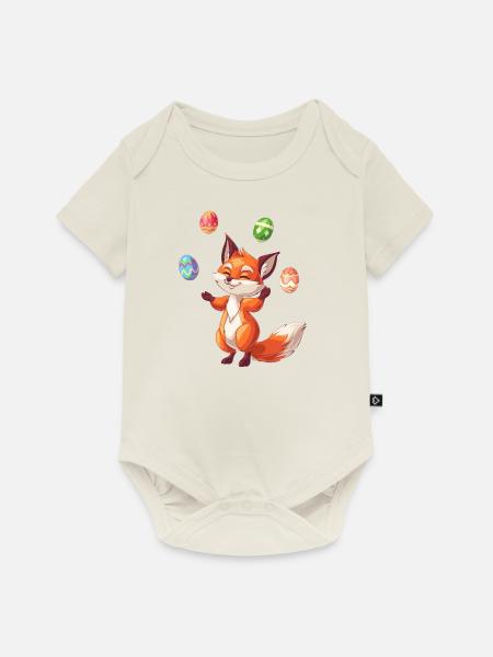 Oster Rotfuchs Jongliert Eier - Baby Premium Kurzarmbody - Naturweiß