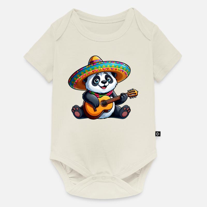 Cinco de Mayo Panda : guitariste mariachi - Body à manches courtes Premium Bébé - blanc cassé