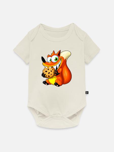 Süßer Rotfuchs mit Cookie - Baby Premium Kurzarmbody - Naturweiß