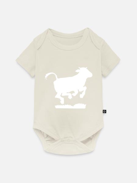 Springende Kuh - Baby Premium Kurzarmbody - Naturweiß