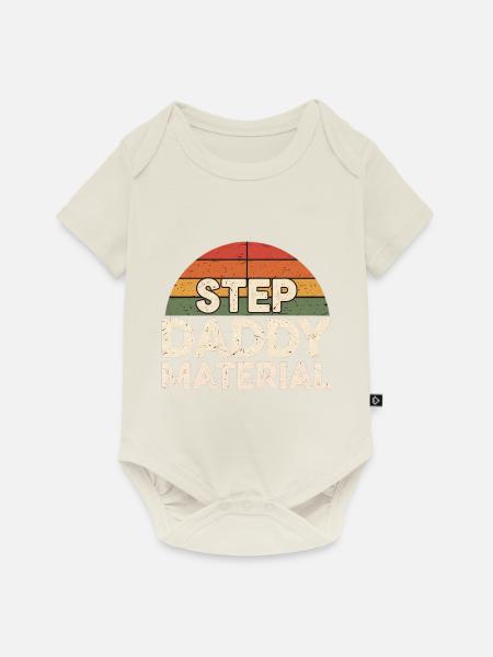 Step Daddy Material 18 - Baby Premium Kurzarmbody - Naturweiß