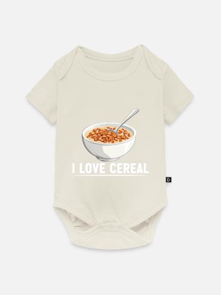 I Love Cereal 16 - Baby Premium Kurzarmbody - Naturweiß