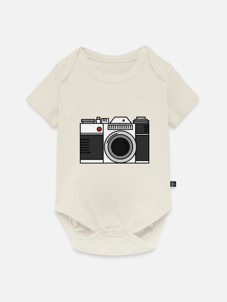 Vintage Analog Kamera mit Film - Baby Premium Kurzarmbody - Naturweiß