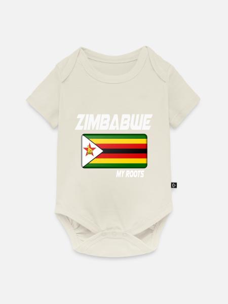 zimbabwe roots flag white geschenk - Baby Premium Kurzarmbody - Naturweiß