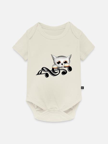 Notenschlüssel Vampir - Baby Premium Kurzarmbody - Naturweiß