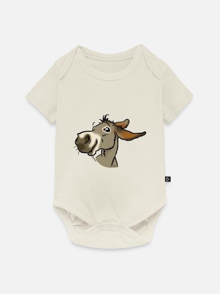 Ane lächelnd grau - Baby Premium Kurzarmbody - Naturweiß