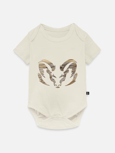 Widder Holz Sternzeichen Tattoo - Baby Premium Kurzarmbody - Naturweiß