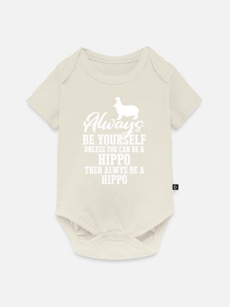 Nilpferd - Baby Premium Kurzarmbody - Naturweiß