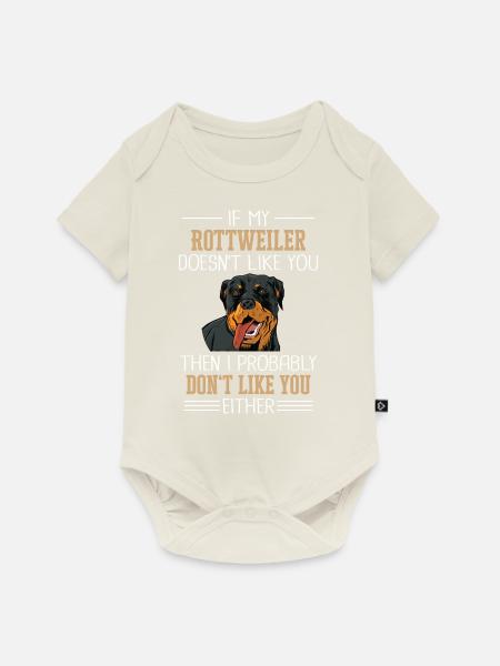 Rottweiler Hund - Baby Premium Kurzarmbody - Naturweiß