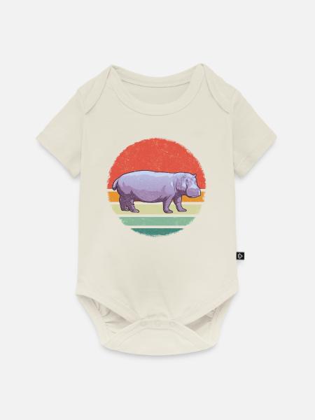 Nilpferd Nilpferde Tier - Baby Premium Kurzarmbody - Naturweiß