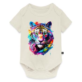 Tigre peint - Body à manches courtes Premium Bébé - blanc cassé - Devant