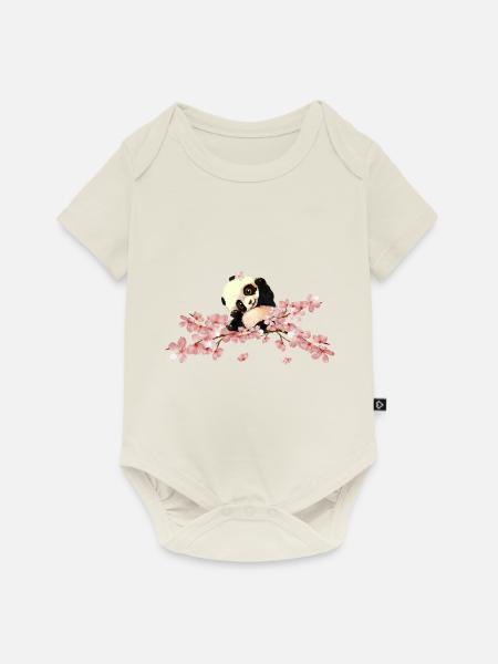 niedlicher Panda - Baby Premium Kurzarmbody - Naturweiß