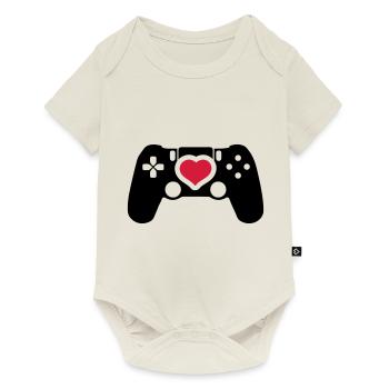 gamer controller heart love - Baby Premium short-sleeve bodysuit - off white - Front