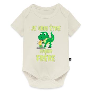 Je vais être grand frère Futur Dinosaure Dino - Body à manches courtes Premium Bébé - blanc cassé - Devant