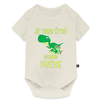 Je vais être grand frère Dinosaure Futur Dino - Body à manches courtes Premium Bébé - blanc cassé - Devant