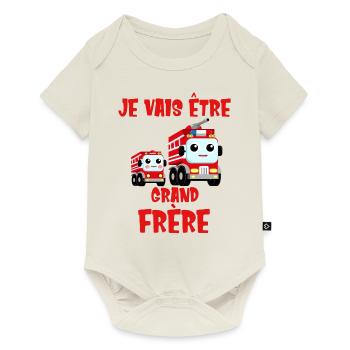 Je vais être grand frère Futur camion de pompiers - Body à manches courtes Premium Bébé - blanc cassé - Devant