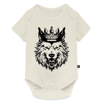 Roi tête de couronne de loup - Body à manches courtes Premium Bébé - blanc cassé - Devant