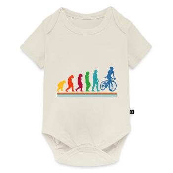 Human Evolution Bicycle Cyclist - Baby Premium Kurzarmbody - Naturweiß - Vorne