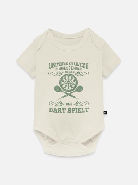 Dartspieler alter Mann - Baby Premium Kurzarmbody - Naturweiß