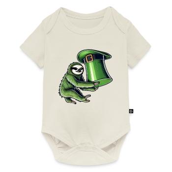 Chapeau haut de forme paresseux de la Saint-Patrick vert - Body à manches courtes Premium Bébé - blanc cassé - Devant